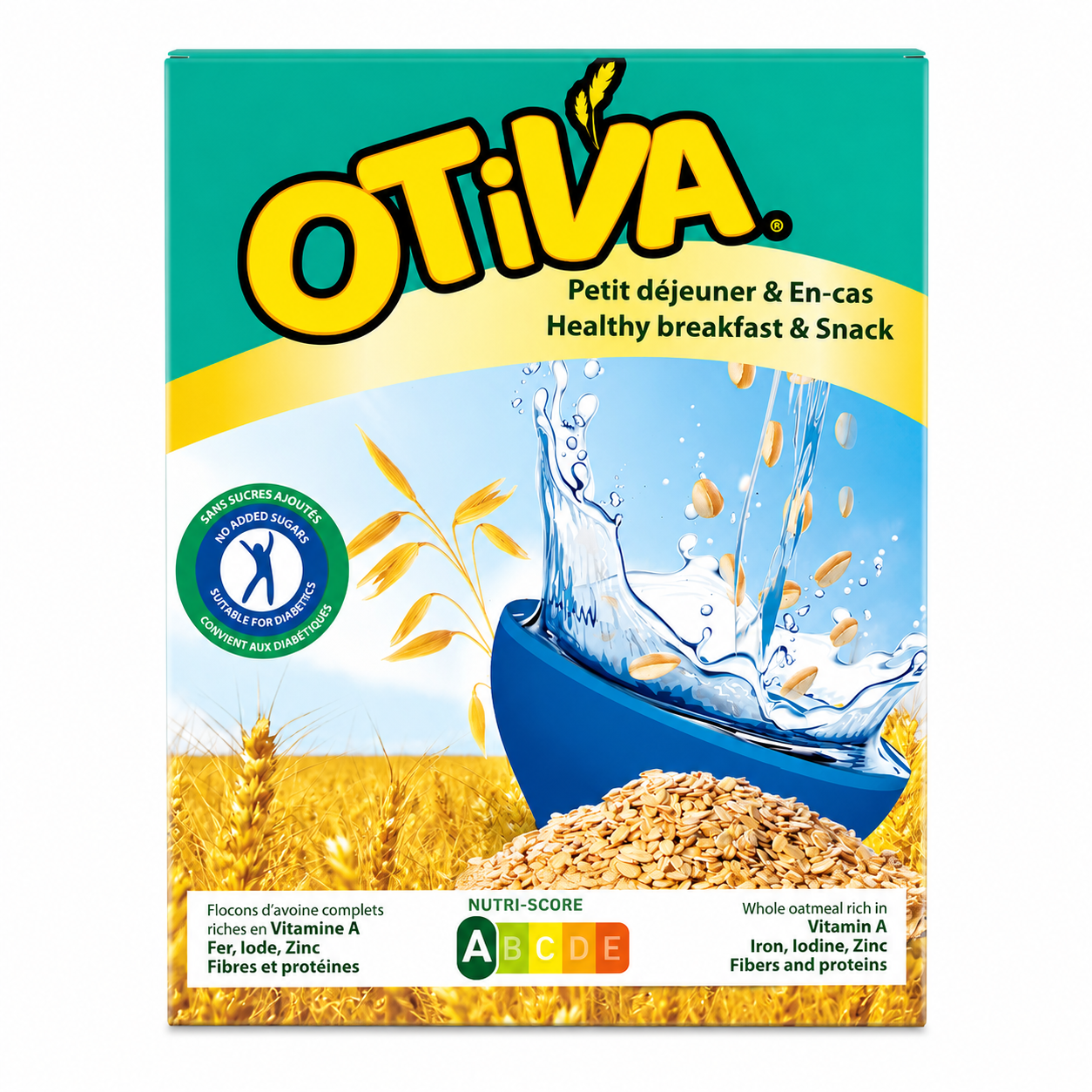 Flocons D'Avoines Sans Sucre Riche en Vitamine et Proteine Otiva  350g